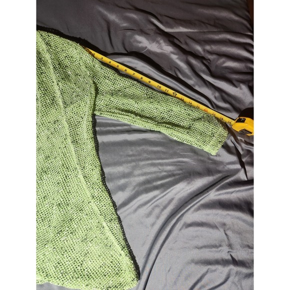 Katie‎ Todd Sheer Kimono Top Womans L  Geometric Green Long Sleeve Open Front - Picture 5 of 6
